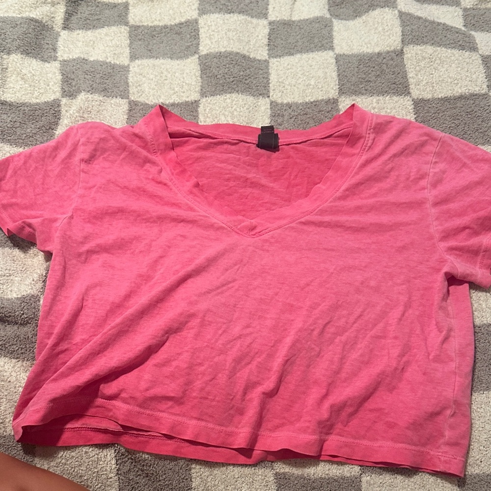 Wild Fable Pink V-Neck Crop Top